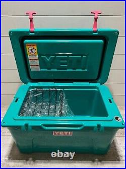 YETI TUNDRA 45 HARD COOLER? CUSTOM LTD. ED. AQUIFER BLUE with? PINK LATCH KIT