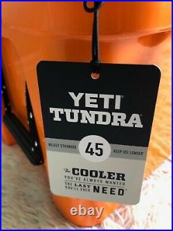 YETI TUNDRA 45 HARD COOLER? KING CRAB? ORANGE? WithDry Goods Basket SEALED BOX