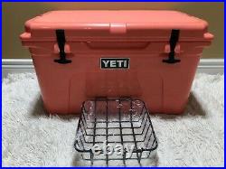 YETI TUNDRA 45 HARD COOLER withDRY GOODS BASKET LTD. ED? CORAL? SEE PIC's