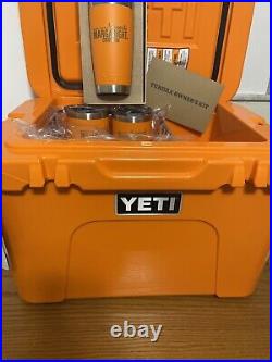 YETI Tundra 35 Hard Cooler. 2 YETI Ramblers, YETI Cocktail Shaker -King Crab NWT