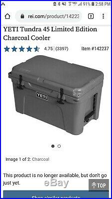 YETI Tundra 45 Quart Cooler Charcoal LIMITED EDITION, VERY RARE