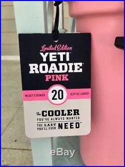 Yeti Cooler Roadie 20 LIMITED EDITION PINK AND Pink Yeti Trucker Hat Boating NWT