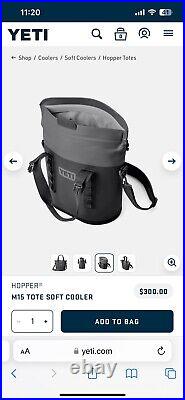 Yeti HOPPER M15 Soft-Sided Portable Cooler Charcoal NEW With TAGS SEALED Rtl $300