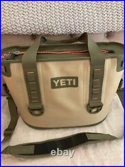 Yeti Hopper 20, Field Tan/ Orange Cooler Bag with Strap. EUC