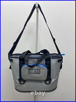 Yeti Hopper 20 Soft Side Cooler Fog Gray/Tahoe Blue Zipper Side Pouch Exc HTF