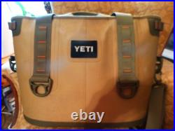 Yeti Hopper 20 Tan and Green with Orange Interior and Zipper Cooler / Carrier