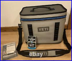 Yeti Hopper Flip 18 Fog Grey Cooler With Strap Tahoe Blue Rare Limited Color