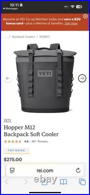 Yeti Hopper M12 Portable Backpack Cooler Gray. Brand New With Tags