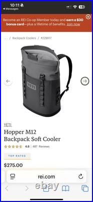 Yeti Hopper M12 Portable Backpack Cooler Gray. Brand New With Tags