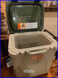 Yeti Roadie 24 Hard Cooler, Desert Tan With Highlands Olive Lid, Orange Sticker