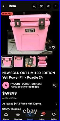 Yeti Roadie 24 Hard Cooler Rare Power Pink Limited Edition