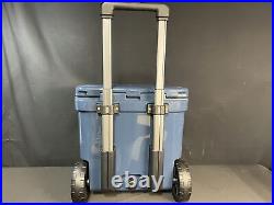 Yeti Roadie 48 Wheeled Cooler with Retractable Periscope Handle Navy New Open
