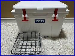 Yeti Tundra 35 Hard Cooler Custom White+dry Goods Basket+? Red& Blue Latch Kit