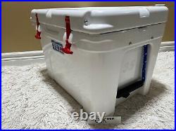 Yeti Tundra 35 Hard Cooler Custom White+dry Goods Basket+? Red& Blue Latch Kit