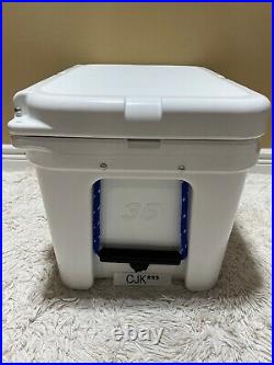 Yeti Tundra 35 Hard Cooler Custom White+dry Goods Basket+? Red& Blue Latch Kit