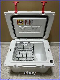 Yeti Tundra 35 Hard Cooler Custom White+dry Goods Basket+? Red& Blue Latch Kit