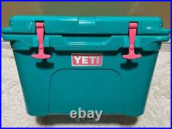 Yeti Tundra 35 Hard Cooler Custom-aquifer Blue +dry Goods Basket &pink Latch Kit