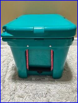 Yeti Tundra 35 Hard Cooler Custom-aquifer Blue +dry Goods Basket &pink Latch Kit