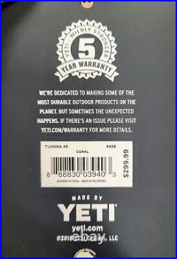 Yeti Tundra 45 Coral Cooler Limited Edition NEW