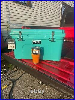 Yeti Tundra 45 Hard Cooler Aquifier Blue + King Crab Orange 30oz. Rare